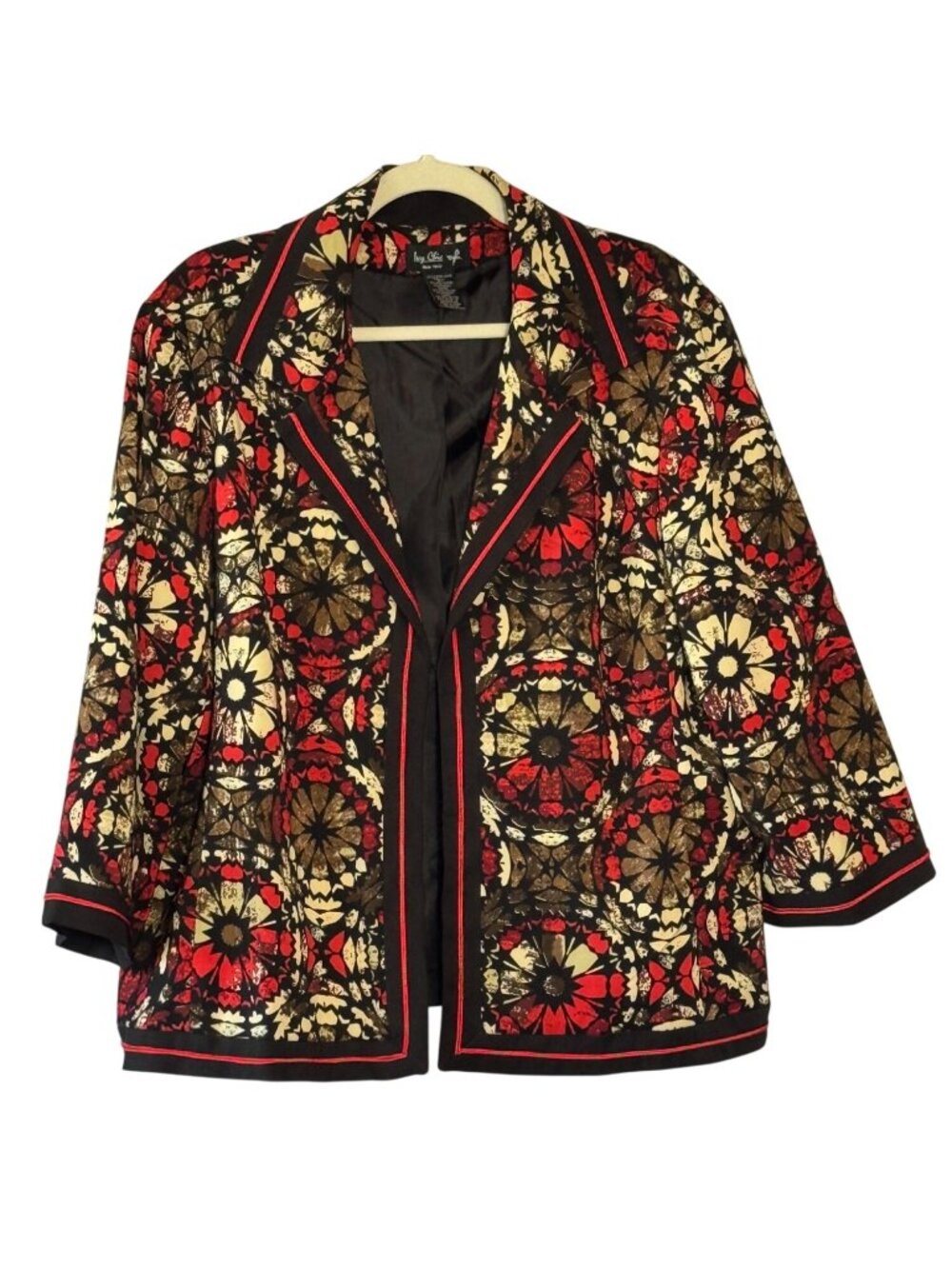 Ivy Chic Womens Jacket Multicolor Kaleidoscope Print Polyester Spandex XL
